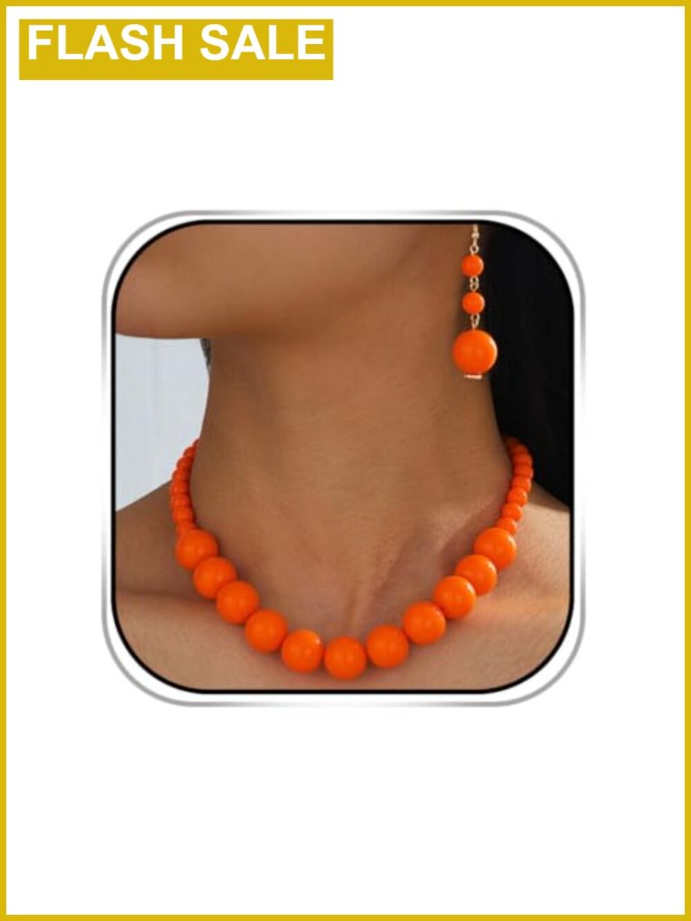 Chunky Beaded Choker Necklace and Earrings Set Statement Beach Jewelry